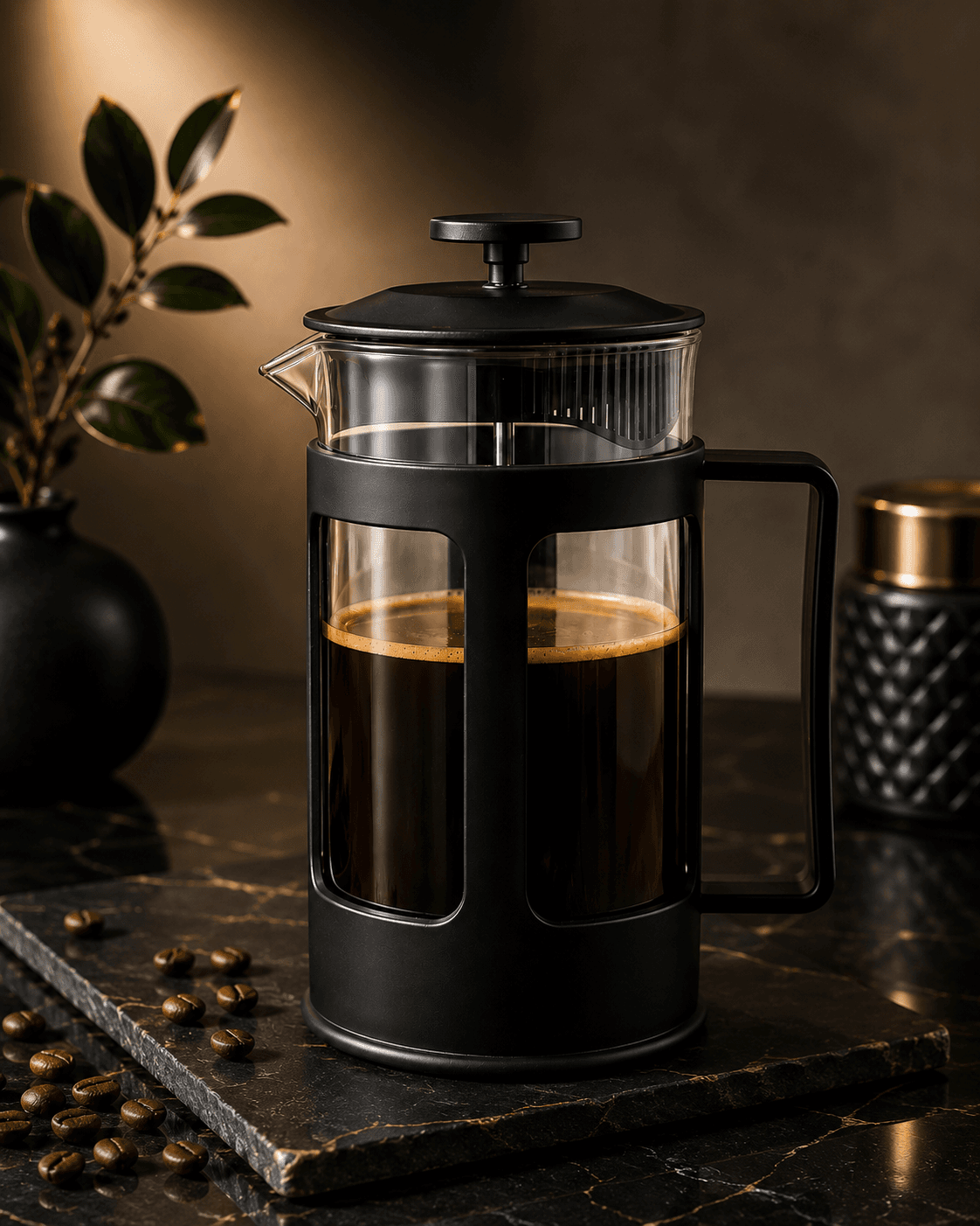 French Press 1L - szklany zaparzacz tłokowy do kawy i herbaty